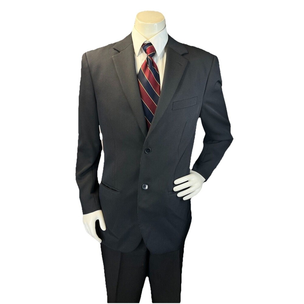Alfani Men's Black Striped 2pc Suit Jacket Pants 42L 36x30
